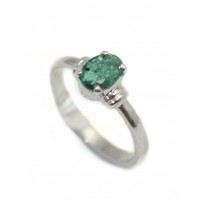 Ring Silver Sterling 925 Women Green Emerald Natural Gem Stone Handmade C638